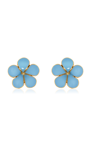 Graphic Flower Enameled Stud Earrings