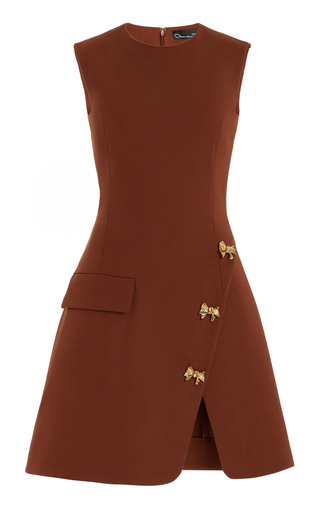 Button-Detailed Wool Mini Dress