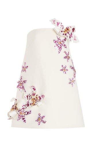 Strapless Orchid Bugle Bead Watercolor Dress